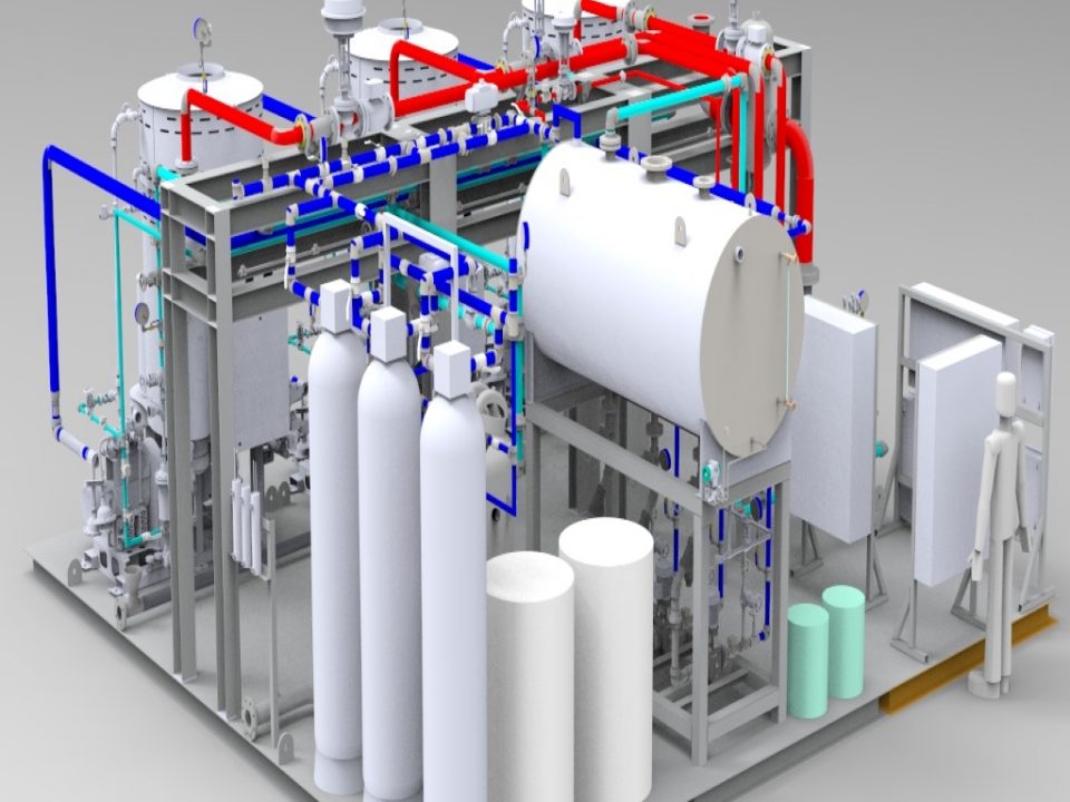 3-D rendering of a rubber plant boiler system