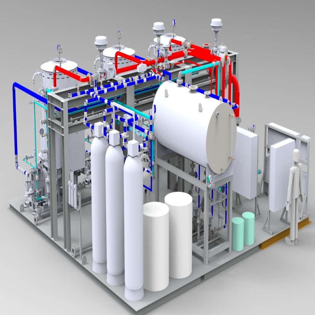 3-D rendering of a rubber plant boiler system